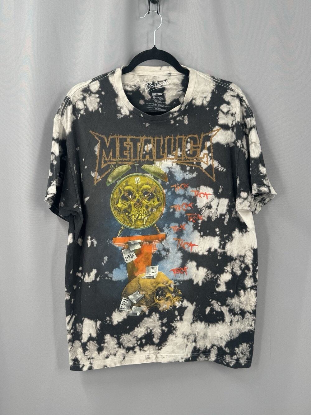 Metallica Shirt Mens XL Tie Dye 2015 Tick Tock Death is Pain Band Tee Casual